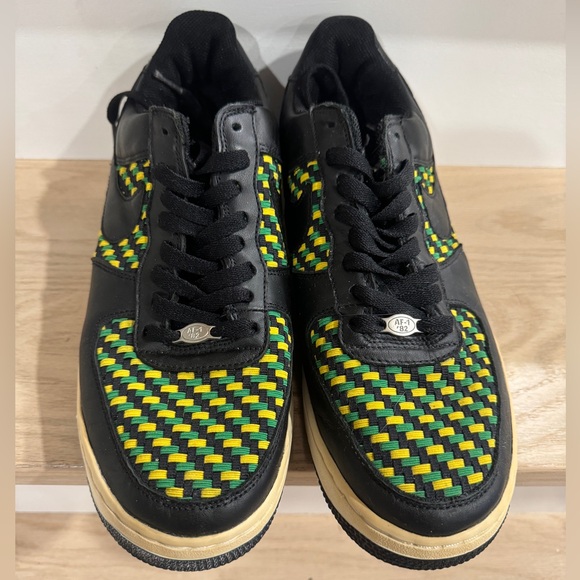 Nike Air Force 1 Low Premium Woven Black Green Yellow 2005 release Men’s Size 10 - Picture 1 of 13